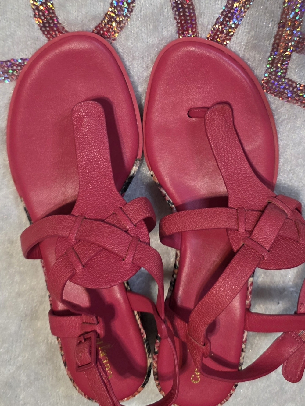 Women's Red Strappy Leather Sandals